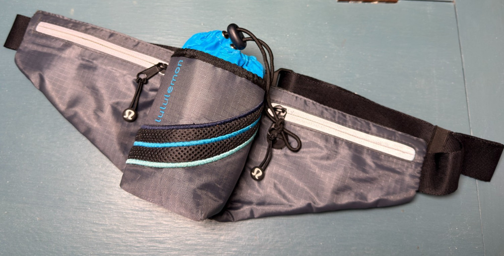 Lululemon Running Belt Fanny Pack Water Bottle Hydration Gray Blue Waist Bag